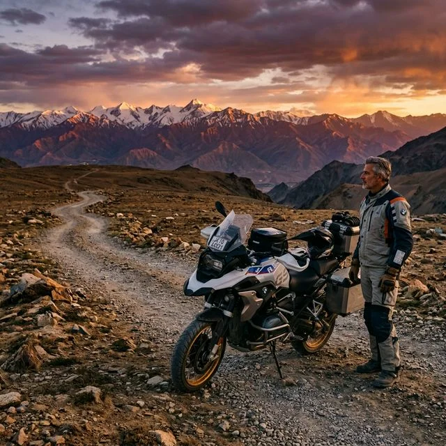 Premium Himalayan Motorcycle Expedition under starry night skies